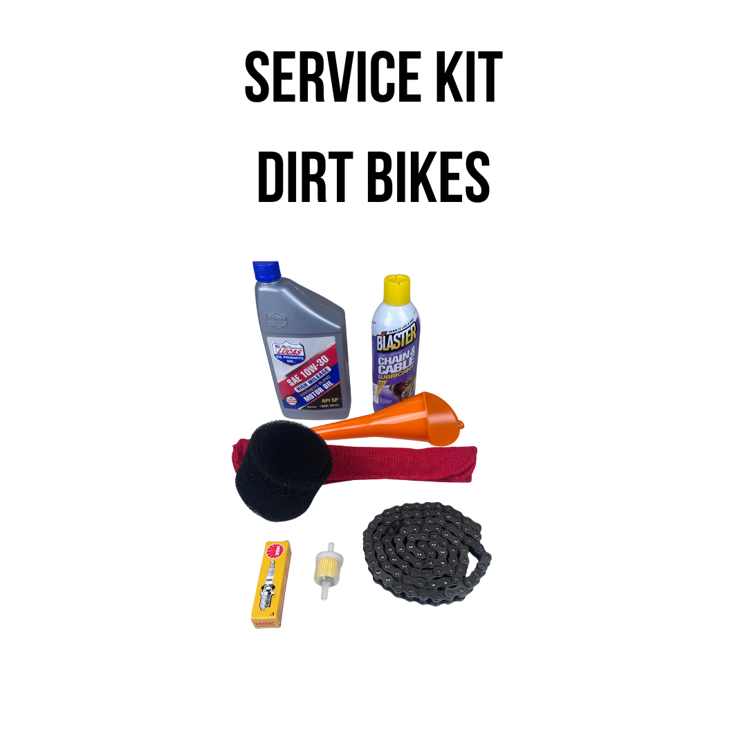 Complete dirt bike service kit for TrailMaster TM10, TM11, TM23, MK110, and MX250 models