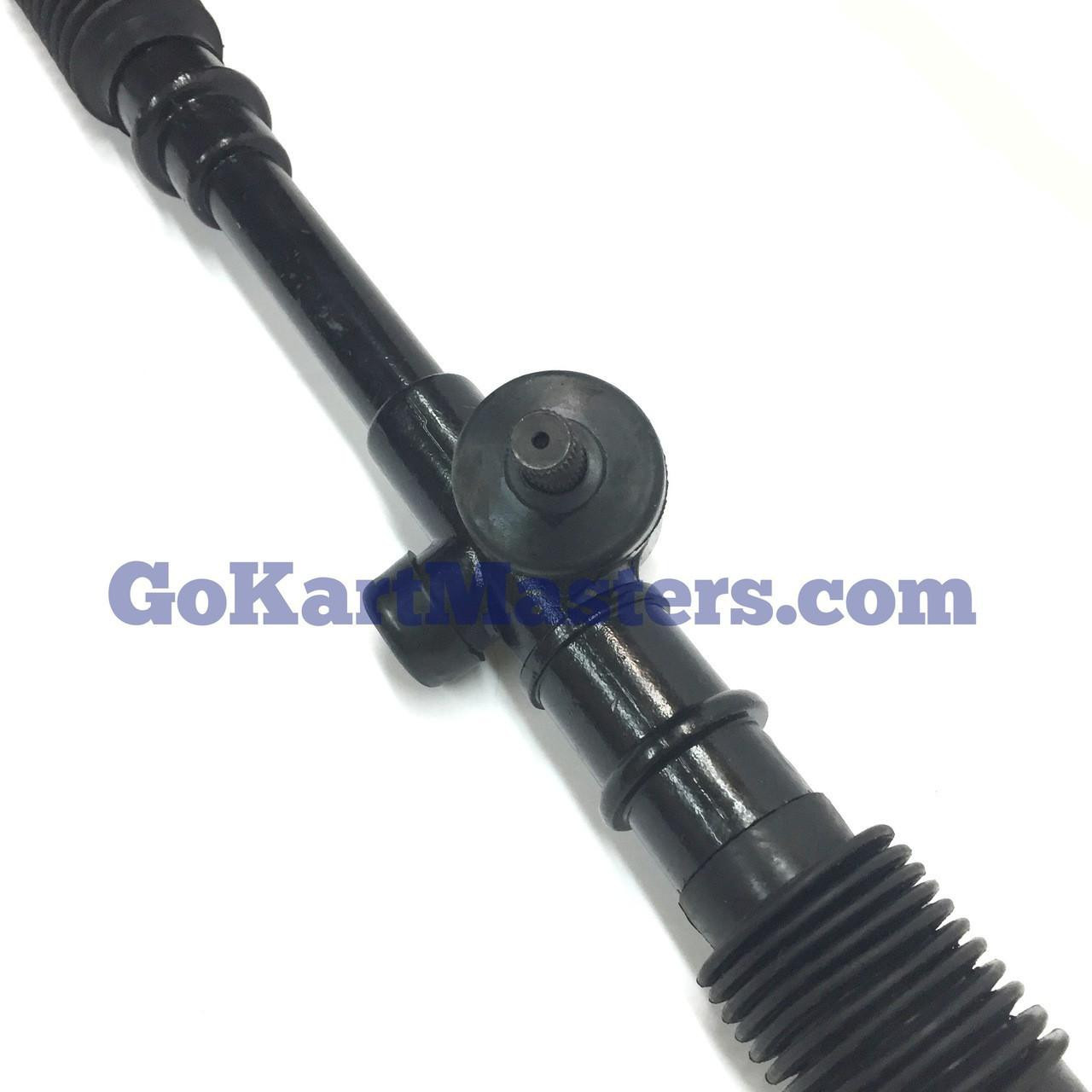 Trailmaster 200 XRS & 200 XRX Steering Box Assembly with tie rod ends, black metal construction, automotive steering component for off-road vehicles.