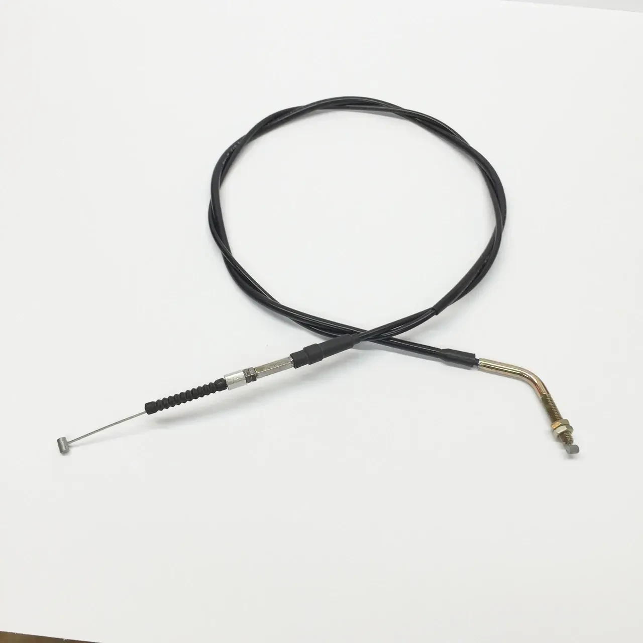 TrailMaster 200 XRS Throttle Cable, black flexible cable with metal connectors and a towing hook, designed for ATV throttle control.