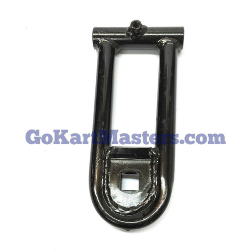 TrailMaster 150 & 300 Upper A-Arm New Style/Long, black metal upper A-arm suspension component with welded tubular frame and mounting bracket, shown on a white background