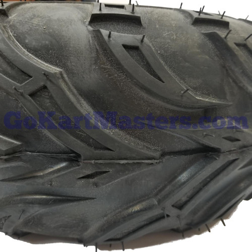 Mini XRX Plus & Mini XRX-R Plus Right Rear Wheel & Tire Assembly, close-up view of the black tire’s deep angular tread pattern.