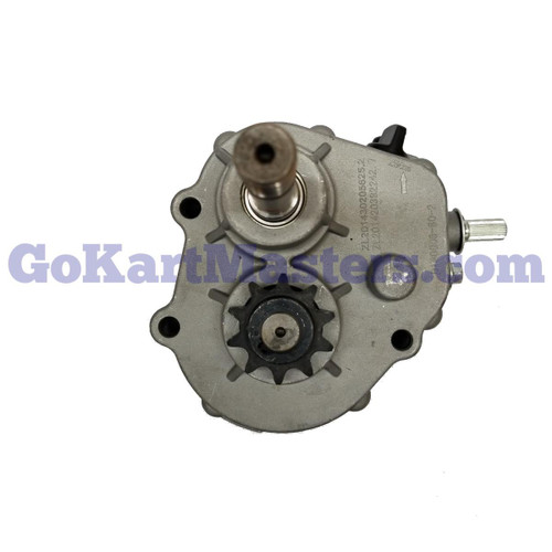 TrailMaster Mini XRX-R & Mini XRX -R Plus Go-Kart Reverse Gearbox, showing a metallic gearbox with gear and shaft components.