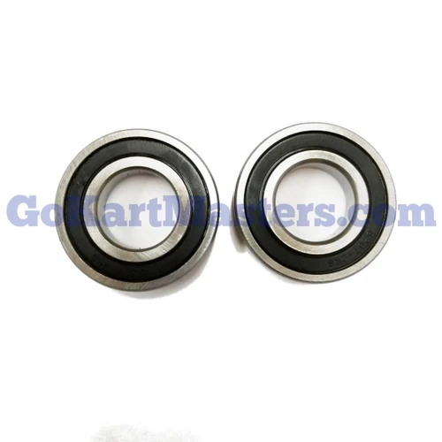 TrailMaster 300 XRX Rear Axle Shaft Inner Bearing Set, close-up of two metal bearings with black rubber seals on a white background.