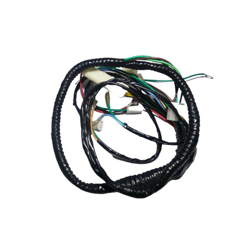 Trailmaster 200 XRXE Auxiliary Engine Wire Harness, black wire harness with multiple colored wires and connectors, for engine electrical connections.