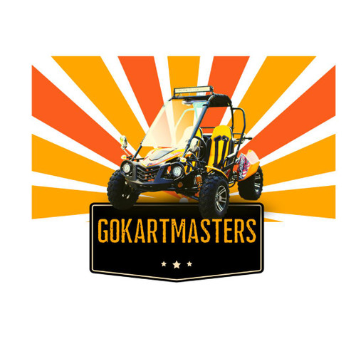 Trailmaster Mid XRX Complete Seat, yellow and black off-road vehicle with a colorful background and GOKARTMASTERS logo.