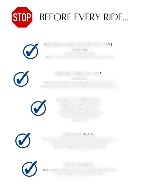 Expert PRO Version: Trailmaster Mini Go Kart Assembly Guide, a step-by-step checklist with blue checkmarks for assembling the go-kart.
