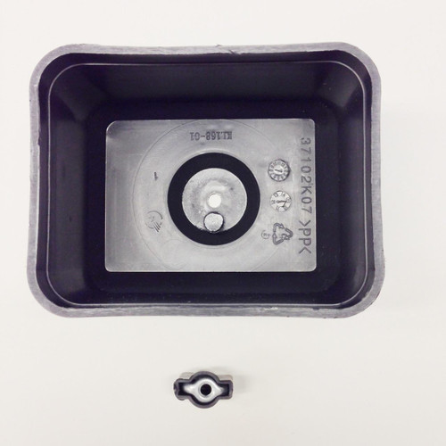 TrailMaster Cheetah 8 Go Kart Air Filter Cover, black plastic and metal cover for air filtration system.
