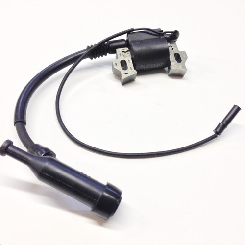 TrailMaster Cheetah 8 Go Kart Ignition Coil, black ignition coil with wiring and connectors on a plain background.