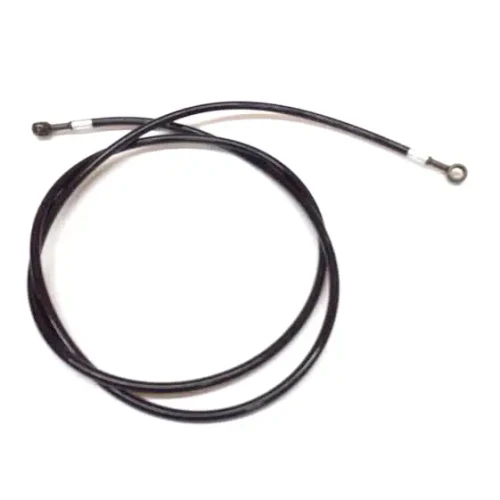 TrailMaster 200 XRS Front Left Brake Hose – 34 Inch, black flexible brake line with metal fittings on both ends.