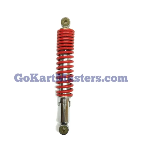 TrailMaster 200 XRS Rear Shock Absorber, red coil spring with metal mounting eyes on both ends for motorcycle suspension.