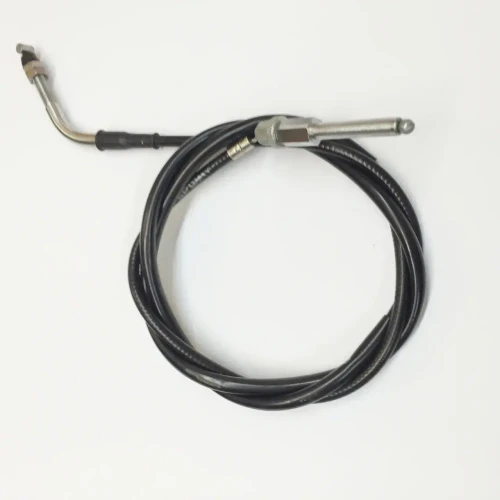 TrailMaster 200 XRX Parking Brake Cable, black automotive parking brake cable with metal fittings and flexible design for vehicle safety.