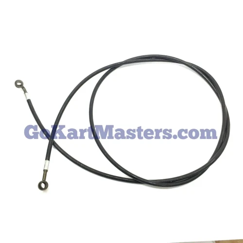 TrailMaster 200 XRX Rear Brake Hose – 75 Inch, black rubber brake hose with metal fittings at ends for motorcycle or ATV brake system.