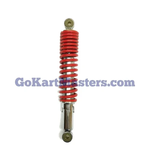 TrailMaster 200 XRX Front Shock Absorber, red coil spring with metal body and mounting points for ATV suspension.