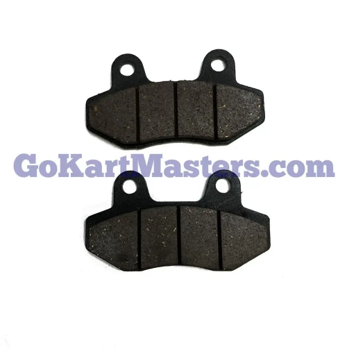 TrailMaster Hurricane 200X and 200X Pro Rear Brake Pad Set, two black brake pads with wear surface, metal backing, and mounting holes for ATV or scooter.