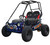 Product TM ASSEMBLED Mini XRX/R+ Go Kart with Reverse for Ages 4 and Up, featuring a blue frame, large off-road tires, two racing seats, and a roll cage.