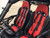 TM Challenger 300 EX 300cc SXS, red and black safety racing seats with harnesses inside off-road vehicle
