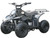 TM 3050c Mini 110cc ATV, a compact all-terrain vehicle with a black and white web pattern design, sturdy tires, and handlebars for off-road adventures.