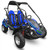 TM Mid Size Blazer 200R Go Kart w/ Reverse, blue and black off-road go-kart with dual racing seats, safety belts, and large tires for rugged terrains.