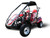 TM Mid Size Blazer 200R Go Kart with Reverse, a compact off-road go-kart featuring a black frame, red and black seats, and large rugged tires, designed for outdoor recreational use.