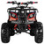 TM Mid 125cc ATV B125, front view of a red and black four-wheeler with rugged tires, headlights, and suspension system.
