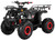 TM Mid 125cc ATV B125, black all-terrain vehicle with rugged tires, front and rear racks, and red accents on the suspension and wheel rims.