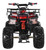 TM Mid 125cc ATV B125, front view showing rugged off-road tires, red suspension coil spring, and handlebars with red grips.