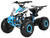 TM Mid 125 cc K125 Youth ATV, blue and white all-terrain vehicle with large off-road tires, protective bumper, and a sporty design.
