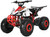 TM Mid 125 cc K125 Youth ATV, a compact off-road vehicle with a white and red body, rugged large tires, protective front bumper, and a black seat designed for young riders.