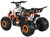 TM Mid 125 cc K125 Youth ATV, off-road mini quad bike with rugged tires, black and orange frame, and rear safety guard.