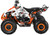 TM Mid 125 cc K125 Youth ATV, off-road mini quad bike with large rugged tires, orange and black frame, and sporty graphics.