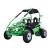 TM Mid XRX-R Go Kart For Kids with Reverse, green and black children's go-kart with a roll cage, adjustable seat, and easy-to-use control panel.