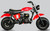TM MB200-2 Mini Bike, red mini motorcycle with black seat and thick off-road tires.