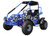 TM 200 XRS EFI Adult GoKart, blue off-road go-kart with large rugged tires, front bumper, and seat for adults.
