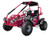 TM 200 XRS EFI Adult GoKart, a vibrant pink off-road go-kart with a robust frame, large tires, and a protective overhead roll bar.