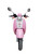 TM Milano 50N Scooter Moped, front view showing pink body with headlight and chrome rearview mirrors.