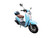 TM Milano 50N Scooter Moped, stylish blue and white lightweight electric scooter with comfortable brown seat and top storage box, perfect for urban commuting.