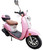TM Milano 50N Scooter Moped, pink and white electric scooter with brown seat and top storage box.