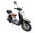 TM Milano 50N Scooter Moped, modern black and white scooter with a brown seat, front view showing the headlight and handlebars.
