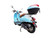 TM Milano 50N Scooter Moped, light blue and black scooter with a brown seat and a top storage box, isolated on a white background.