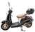 TM Milano 50N Scooter Moped, black and white scooter with a brown seat and top storage compartment.