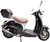 TM Milano 50N Scooter Moped, black and white with a brown seat and top storage box.