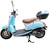 TM Milano 50N Scooter Moped, sky blue with a brown seat and top storage compartment.