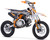 TM TM23 Youth Dirt Bike 29" Seat | Semi-Auto | Electric Start, orange and black motocross dirt bike with off-road tires, front and rear disc brakes, and sturdy frame.