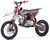 TM TM23 Youth Dirt Bike 29" Seat, electric start, semi-auto transmission, off-road motocross motorcycle with red, black, and white color scheme, large knobby tires, and front disc brake.