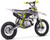 TM TM23 Youth Dirt Bike 29-inch Seat, electric start, semi-automatic transmission, off-road motorcycle with black, white, and green design, knobby tires, and sturdy suspension.
