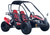 TM Blazer i2K Full Size Battery Powered Go Kart, off-road electric go-kart with red and black design, two-seat configuration, roll cage, and large rugged tires.
