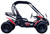 TM Blazer i2K Full Size Battery Powered Go Kart, red and black off-road electric go-kart with large tires, roll cage, and side mirrors.