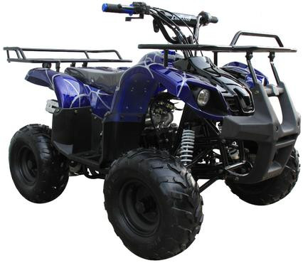 TM 3125R ATV, a blue four-wheel all-terrain vehicle with a rugged design, large tires, and front and rear cargo racks.