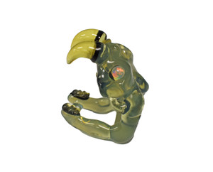 @a._g._e._ Glass Snake Skull Pendant Green with Opal Eyes