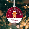 Personalised Baby's First Christmas Mirror Xmas Tree Decoration, Gingerbread Man 1st Christmas Bauble